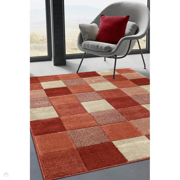 Newport Blocks Modern Geometric Tile Blocks Soft Carved Durable Short Pile Terracotta Rug-Melrose-Rug Love - The Most Loved Rug Store
